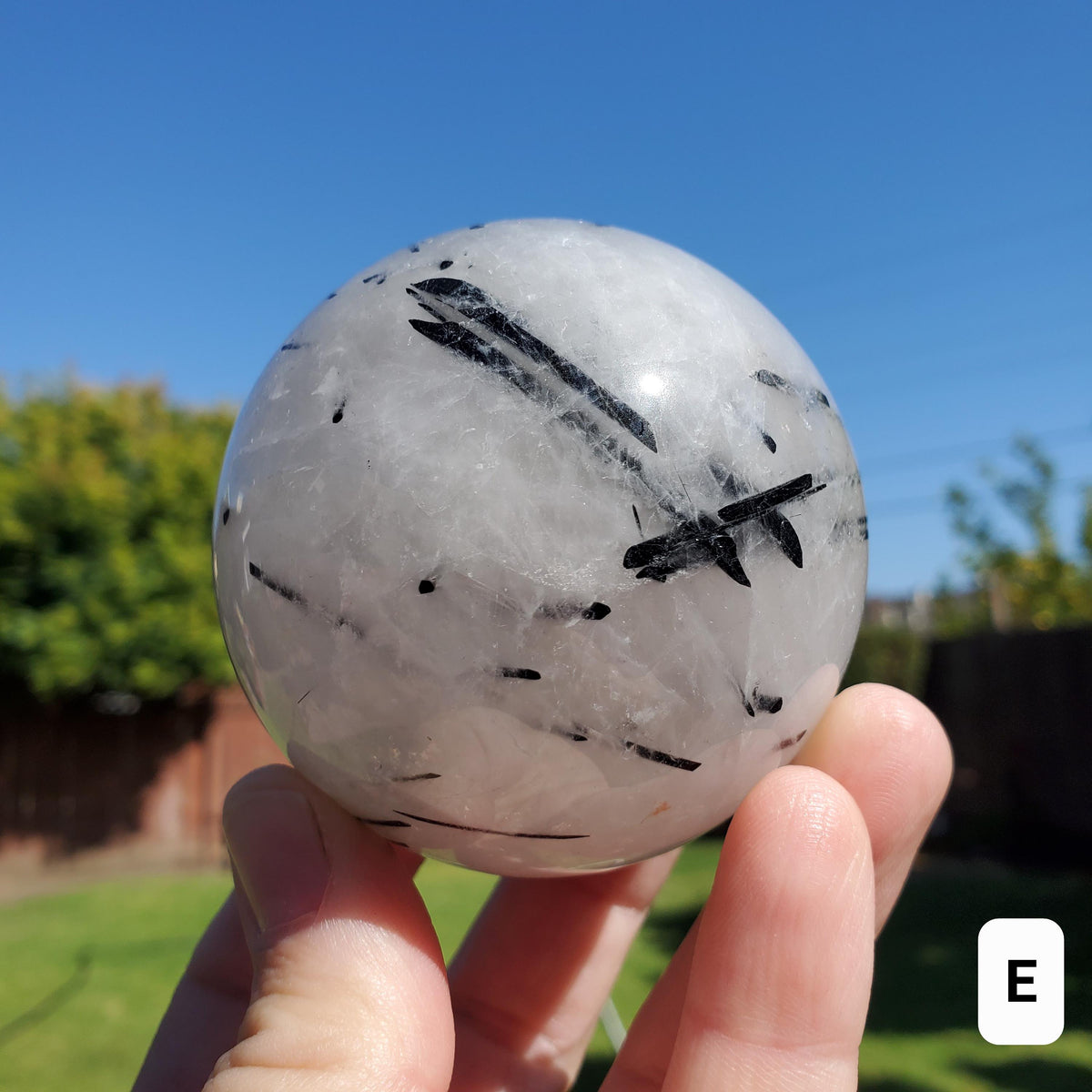 Tourmaline Quartz Sphere - Magnification, Clarity, EMF Protection - Tourmalated Quartz Crystal Ball Healing Crystals Gemstones
