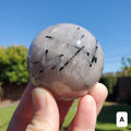 Tourmaline Quartz Sphere - Magnification, Clarity, EMF Protection - Tourmalated Quartz Crystal Ball Healing Crystals Gemstones