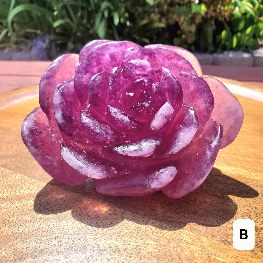 Big Pink Purple Fluorite Flower Light - The Dream Crystal, Mental Concentration, Clears Negativity - Mica Fluorite Crystal Rose Statement