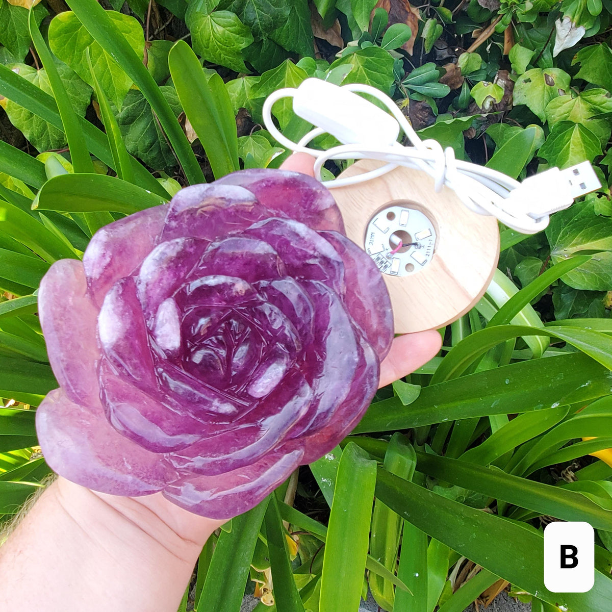 Big Pink Purple Fluorite Flower Light - The Dream Crystal, Mental Concentration, Clears Negativity - Mica Fluorite Crystal Rose Statement