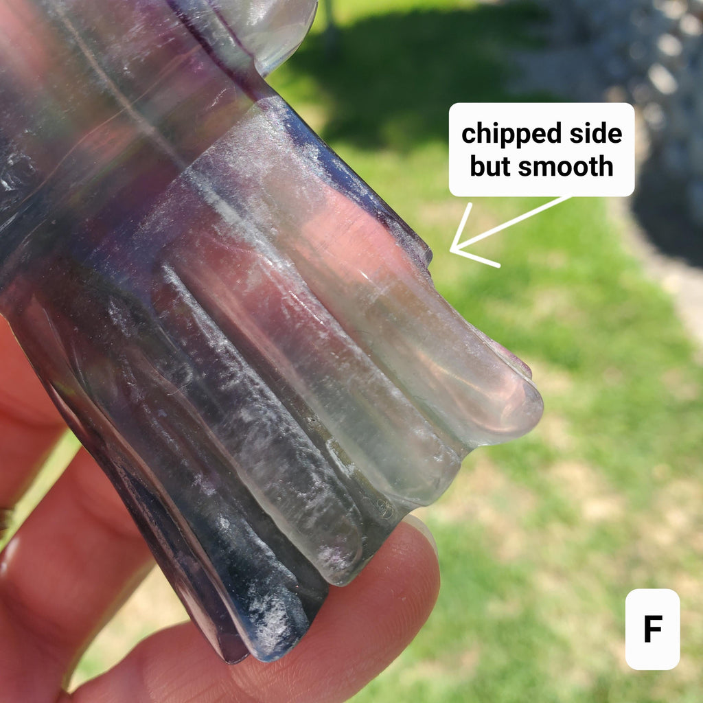 Cute Rainbow Fluorite Jellyfish - Stability, Concentration, Protection - Fluorite Crystal Jellyfish Standing Healing Gemstone