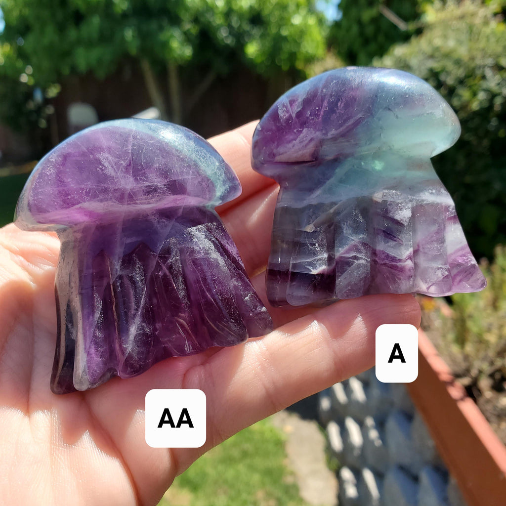 Cute Rainbow Fluorite Jellyfish - Stability, Concentration, Protection - Fluorite Crystal Jellyfish Standing Healing Gemstone