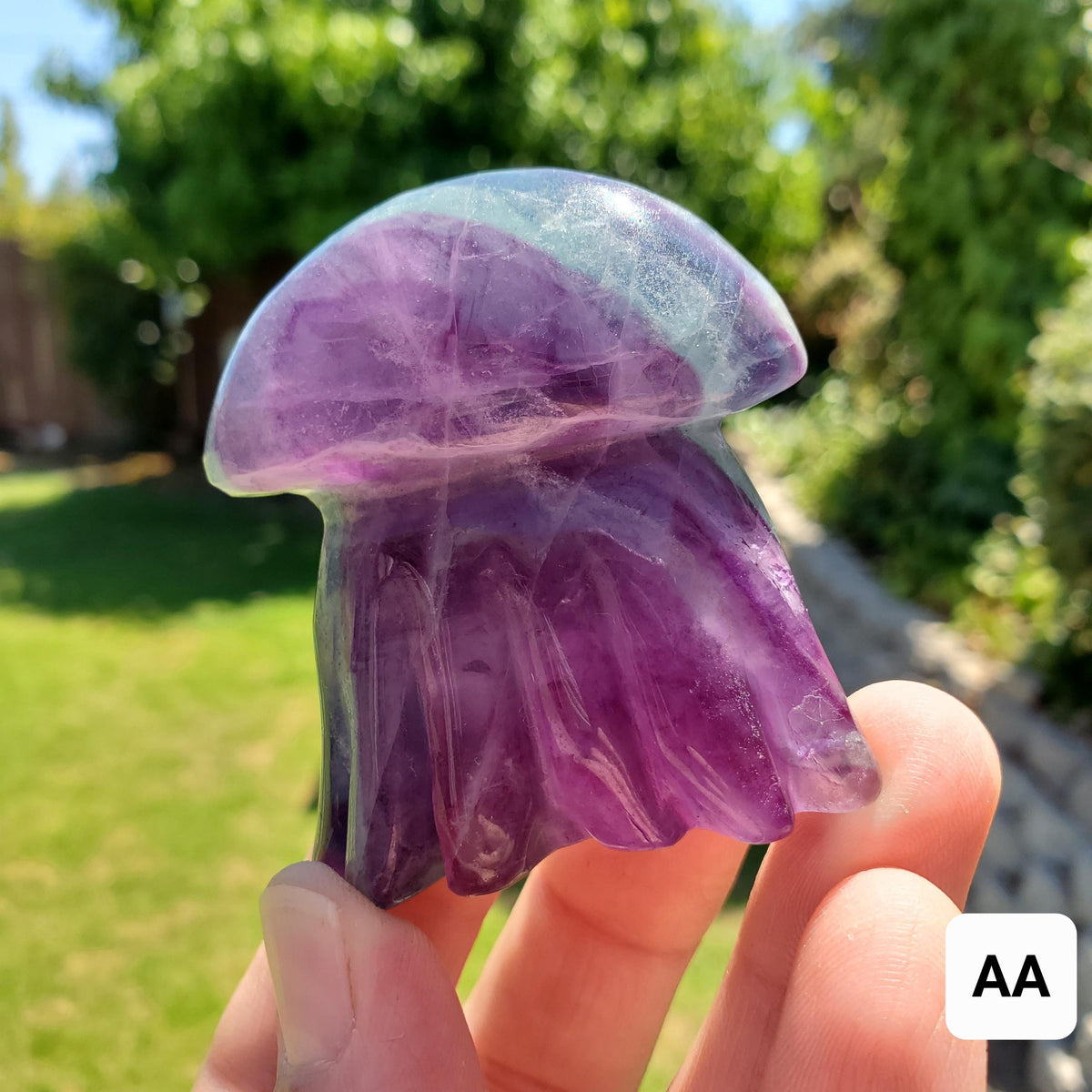 Cute Rainbow Fluorite Jellyfish - Stability, Concentration, Protection - Fluorite Crystal Jellyfish Standing Healing Gemstone