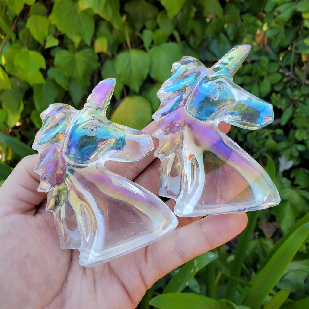 Aura Glass Unicorn - Helps Release Anger and Negativity - Unicorn Crystal Carving Gemstone