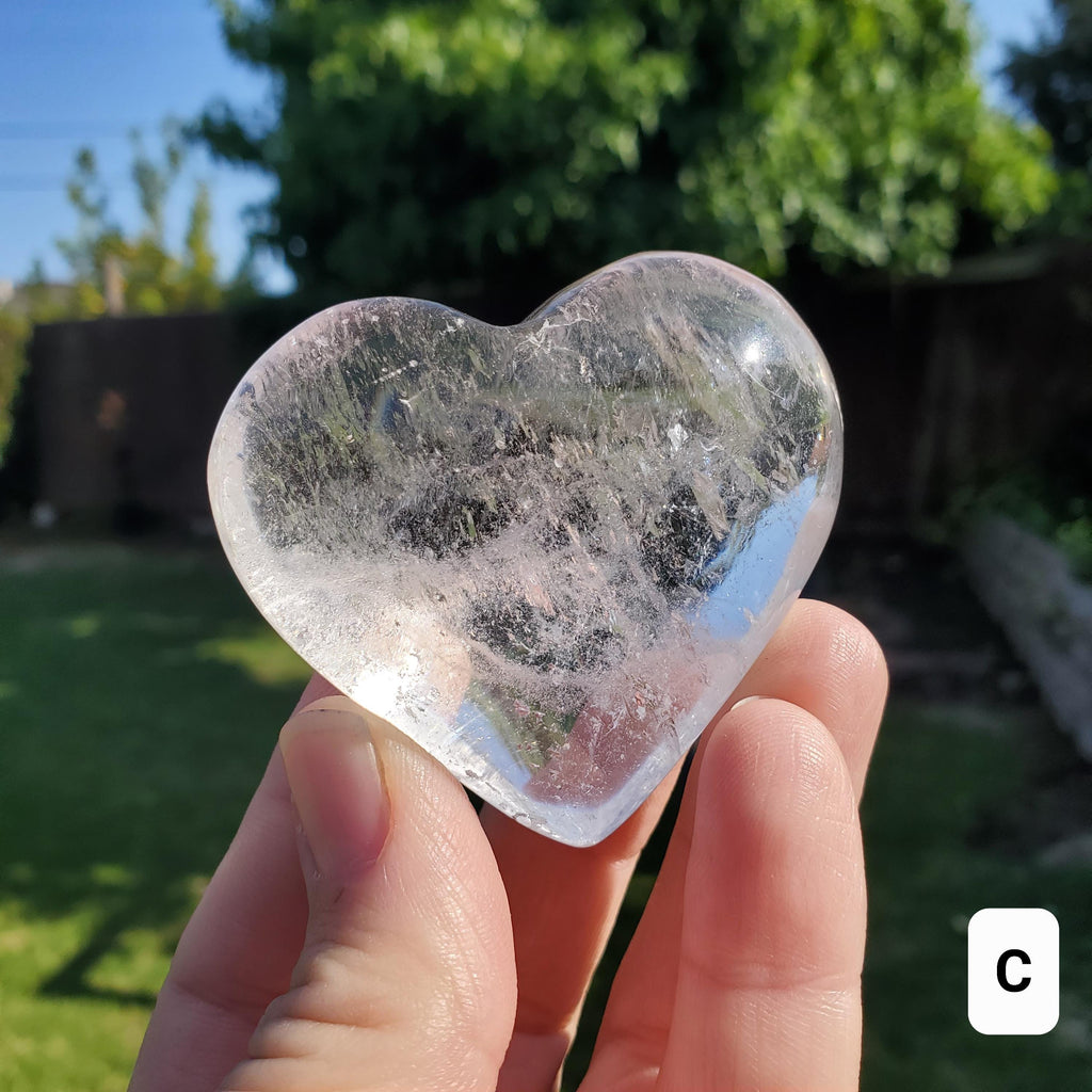 Chunky Quartz Heart - Magnifies Intentions, Transmutes Negative, Energizes Positive Energy - Clear Heart Carving Crystal Healing Stone