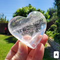 Chunky Quartz Heart - Magnifies Intentions, Transmutes Negative, Energizes Positive Energy - Clear Heart Carving Crystal Healing Stone