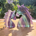 Chunky Rainbow Fluorite Unicorn - Stability, Concentration, Protection - Fluorite Carved Crystal Unicorn Healing Gemstone