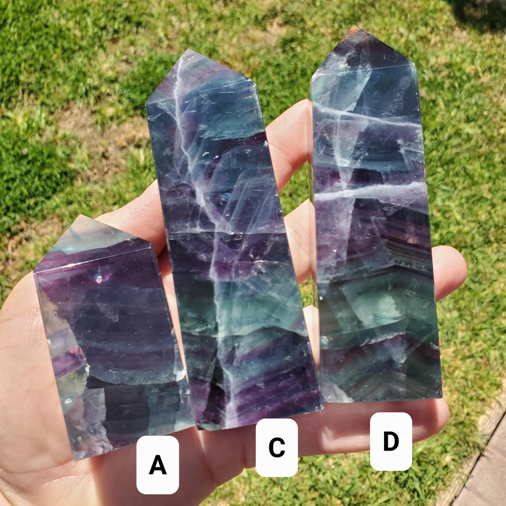 Rainbow Fluorite Tower - Mental Clarity, Stability, Concentration, Energetic Protection - Fluorite Healing Balancing Crystals Gemstones