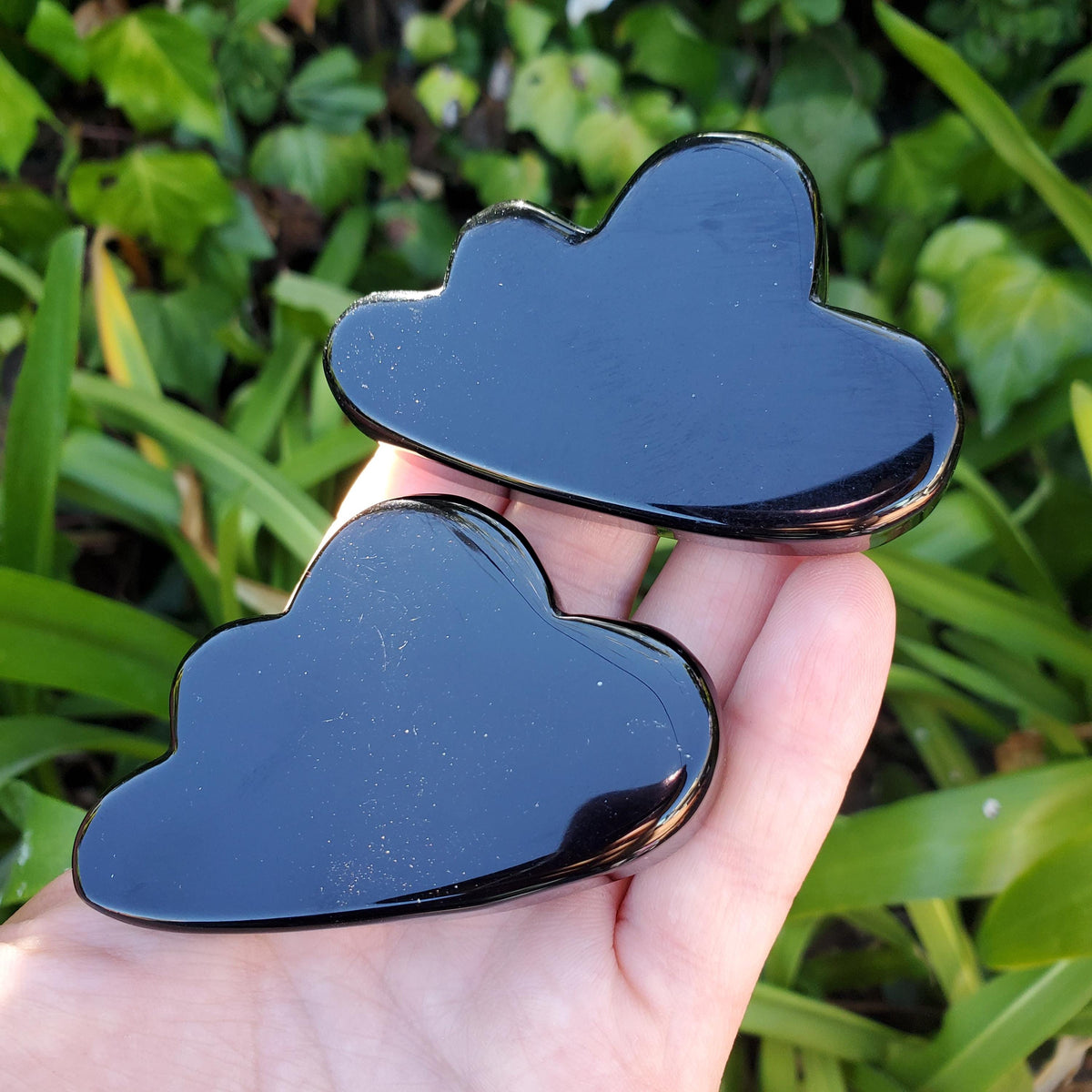 Obsidian Cloud - Self Reflection, Release Negative Energies - Standing Obsidian Black Cloud Carving Crystal Healing Gemstone