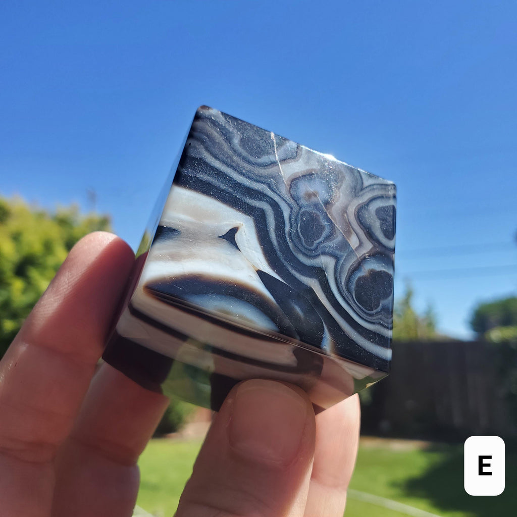 Banded Black Agate Cube - Grounding, Protection, Peace, Centering, New Beginnings - Agate Crystal Cube Healing Gemstone