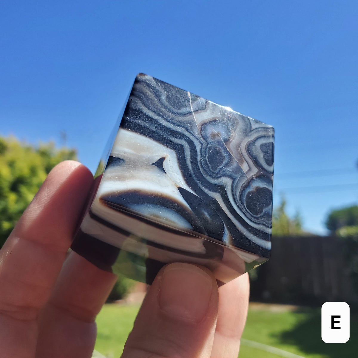 Banded Black Agate Cube - Grounding, Protection, Peace, Centering, New Beginnings - Agate Crystal Cube Healing Gemstone