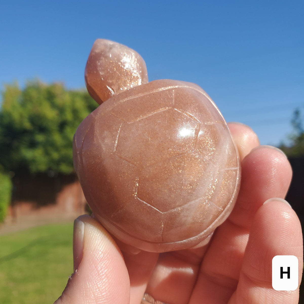 Sunstone Turtle - Uplifting, Excitement, Creativity, Carries Energy of the Sun - Flashy Crystal Turtle Healing Gemstone