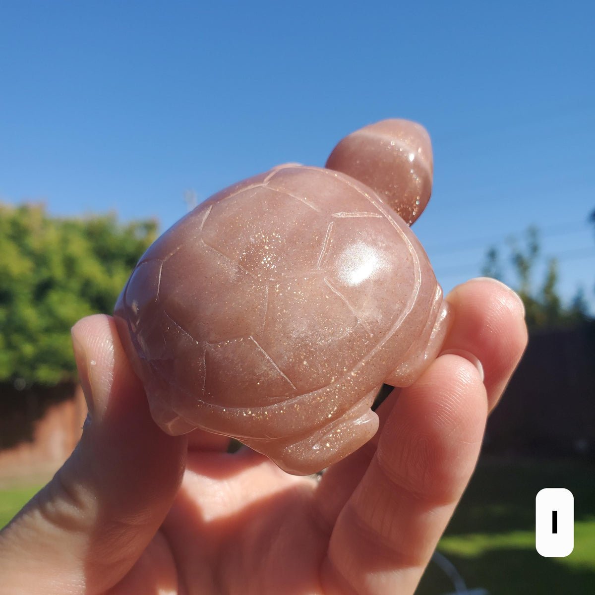 Sunstone Turtle - Uplifting, Excitement, Creativity, Carries Energy of the Sun - Flashy Crystal Turtle Healing Gemstone