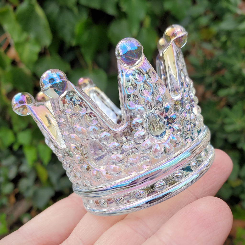 Crown Glass Stand | Will Hold Any 2" to 4" Sphere - Stand ONLY - Crystal Ball Stand Holder Display for Trinkets - With or without Aura