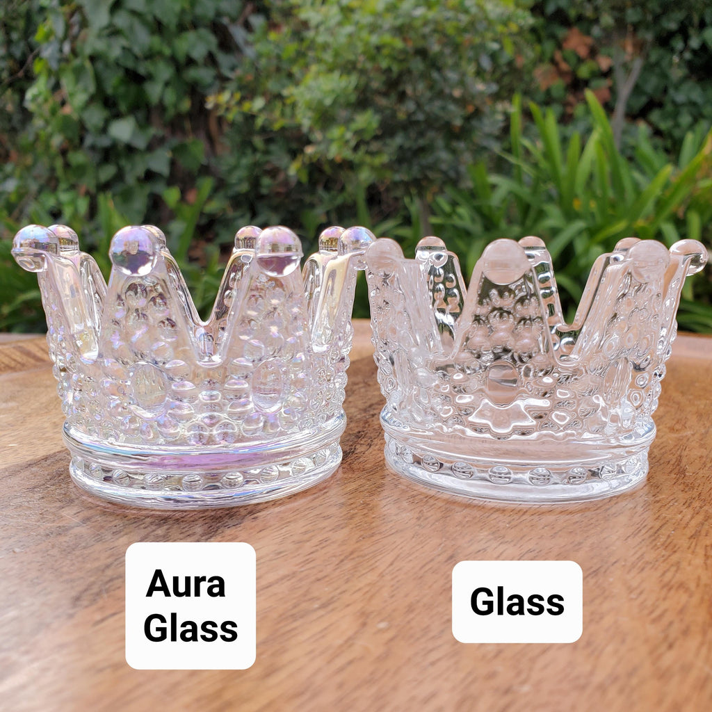 Crown Glass Stand | Will Hold Any 2" to 4" Sphere - Stand ONLY - Crystal Ball Stand Holder Display for Trinkets - With or without Aura