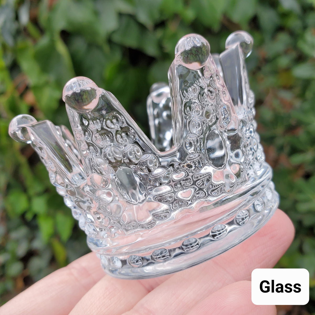 Crown Glass Stand | Will Hold Any 2" to 4" Sphere - Stand ONLY - Crystal Ball Stand Holder Display for Trinkets - With or without Aura