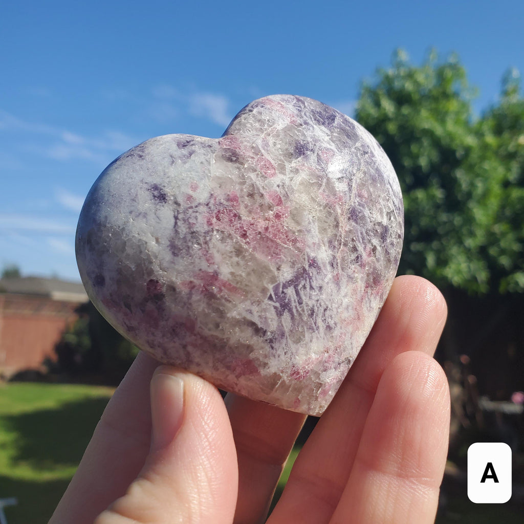 Unicorn Stone Heart - Supportive, Calm, Emotional Healing, Grounding - Pink Tourmaline, Lepidolite, Smokey Quartz and Cleavelandite