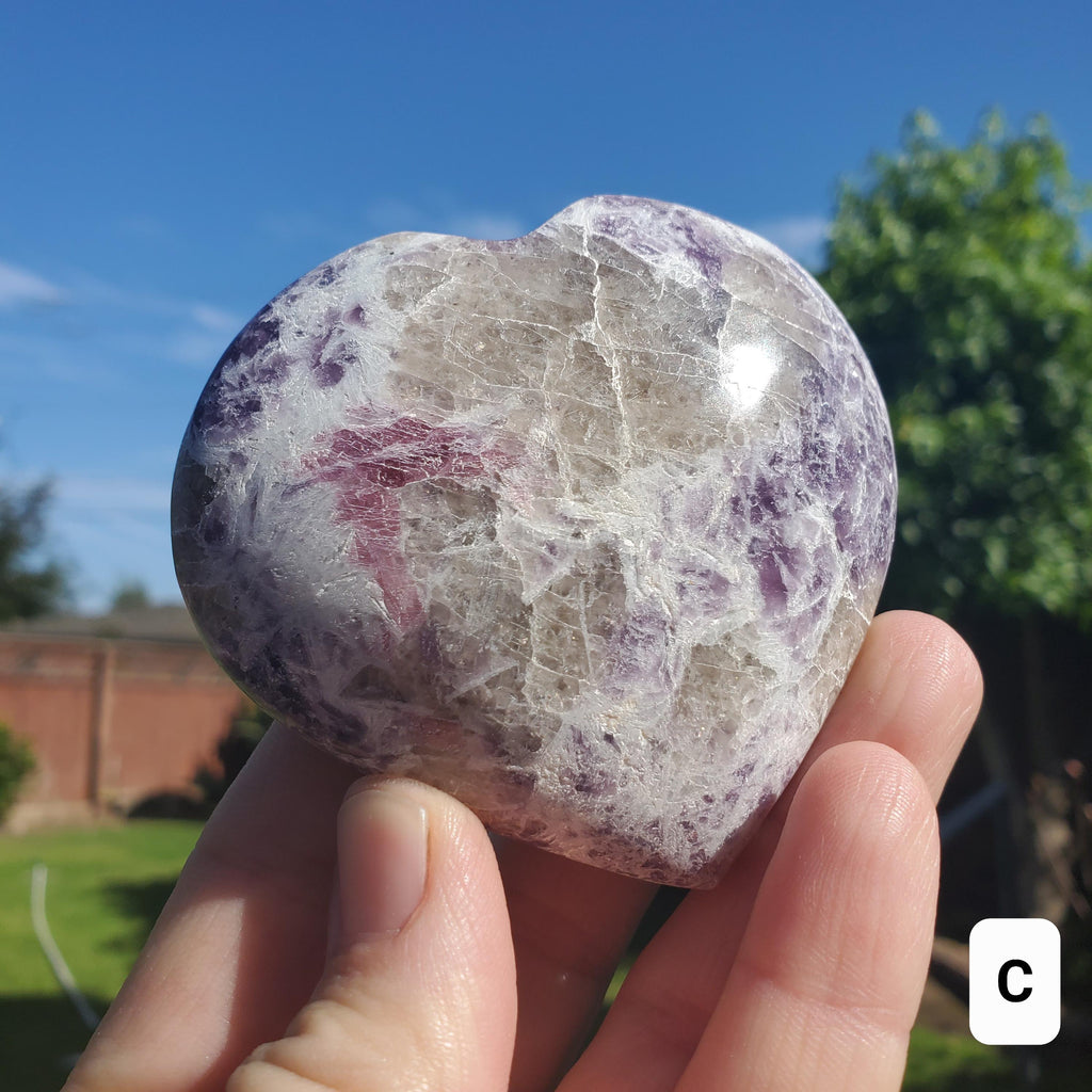 Unicorn Stone Heart - Supportive, Calm, Emotional Healing, Grounding - Pink Tourmaline, Lepidolite, Smokey Quartz and Cleavelandite