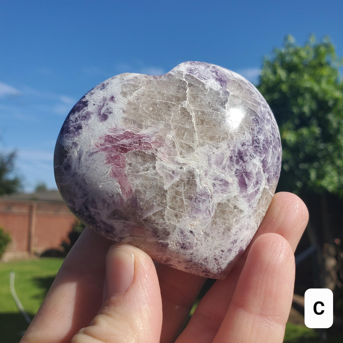 Unicorn Stone Heart - Supportive, Calm, Emotional Healing, Grounding - Pink Tourmaline, Lepidolite, Smokey Quartz and Cleavelandite