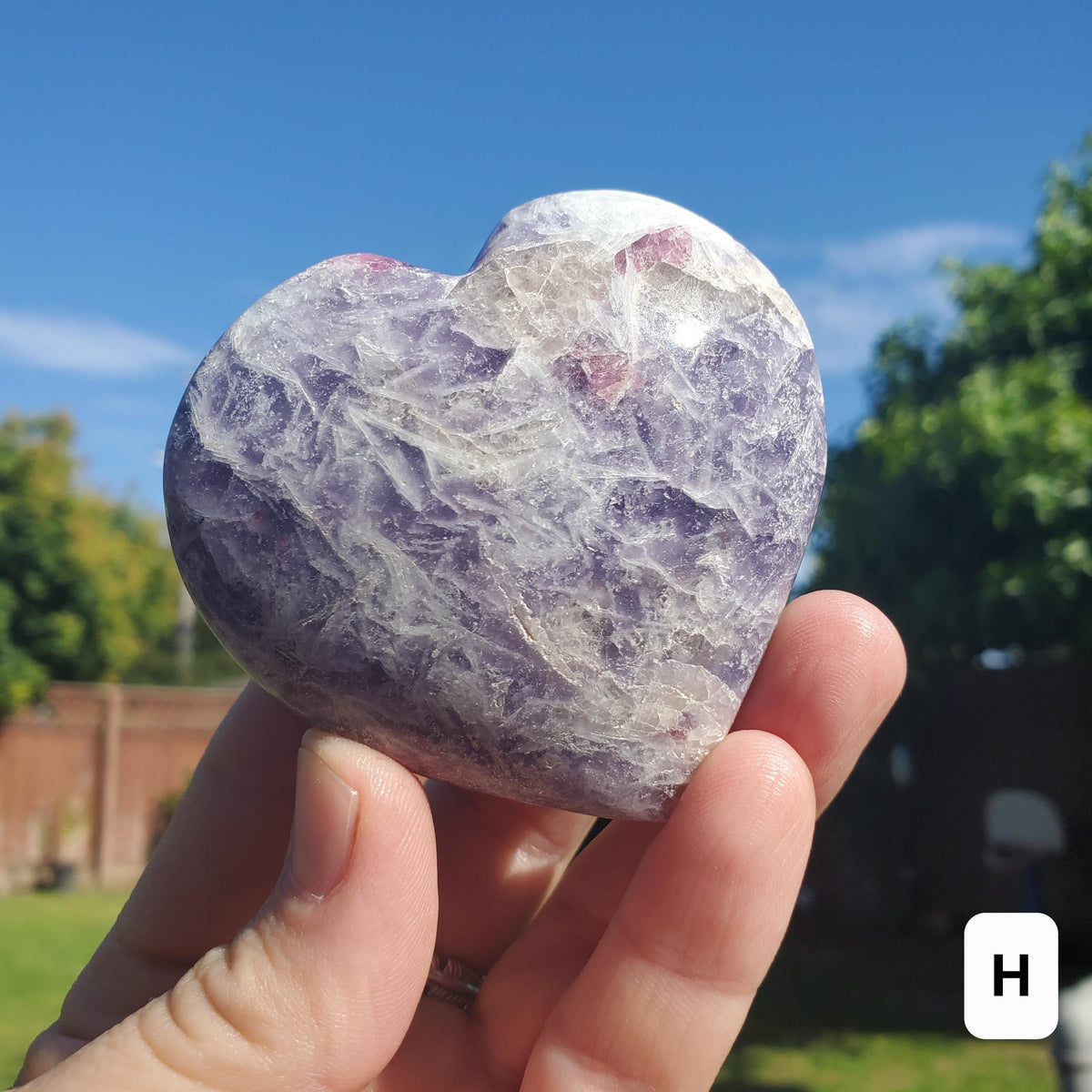 Unicorn Stone Heart - Supportive, Calm, Emotional Healing, Grounding - Pink Tourmaline, Lepidolite, Smokey Quartz and Cleavelandite