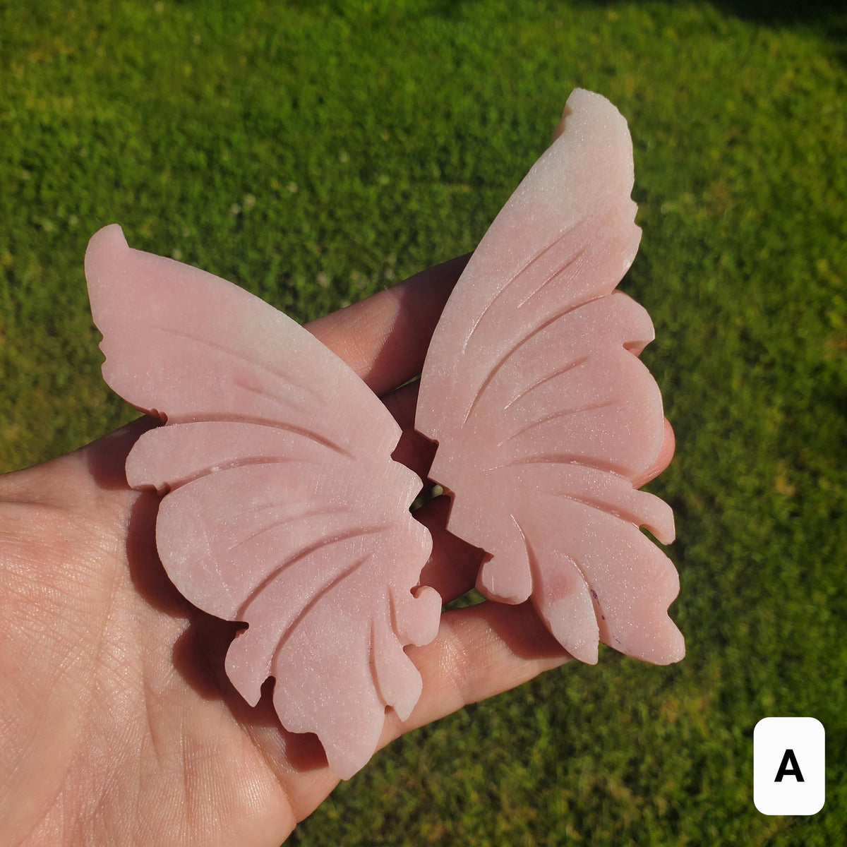 Pink Opal Butterfly - Activates Heart Chakra, Strengthens Connection To Yourself, Individuality - Pink Crystal Butterfly Carving