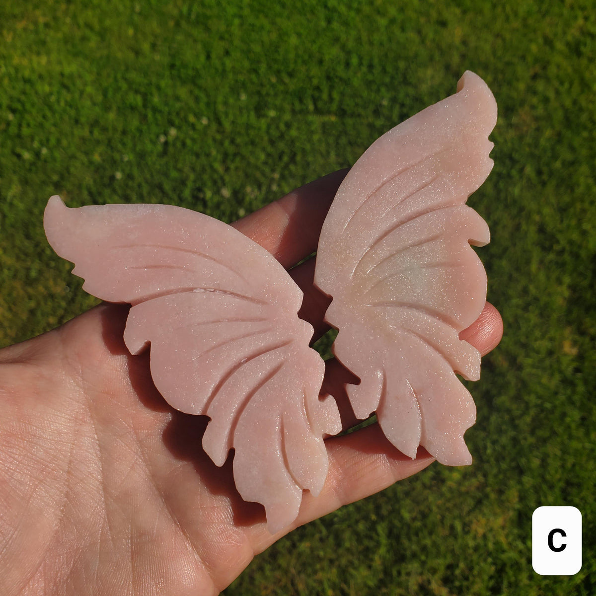 Pink Opal Butterfly - Activates Heart Chakra, Strengthens Connection To Yourself, Individuality - Pink Crystal Butterfly Carving