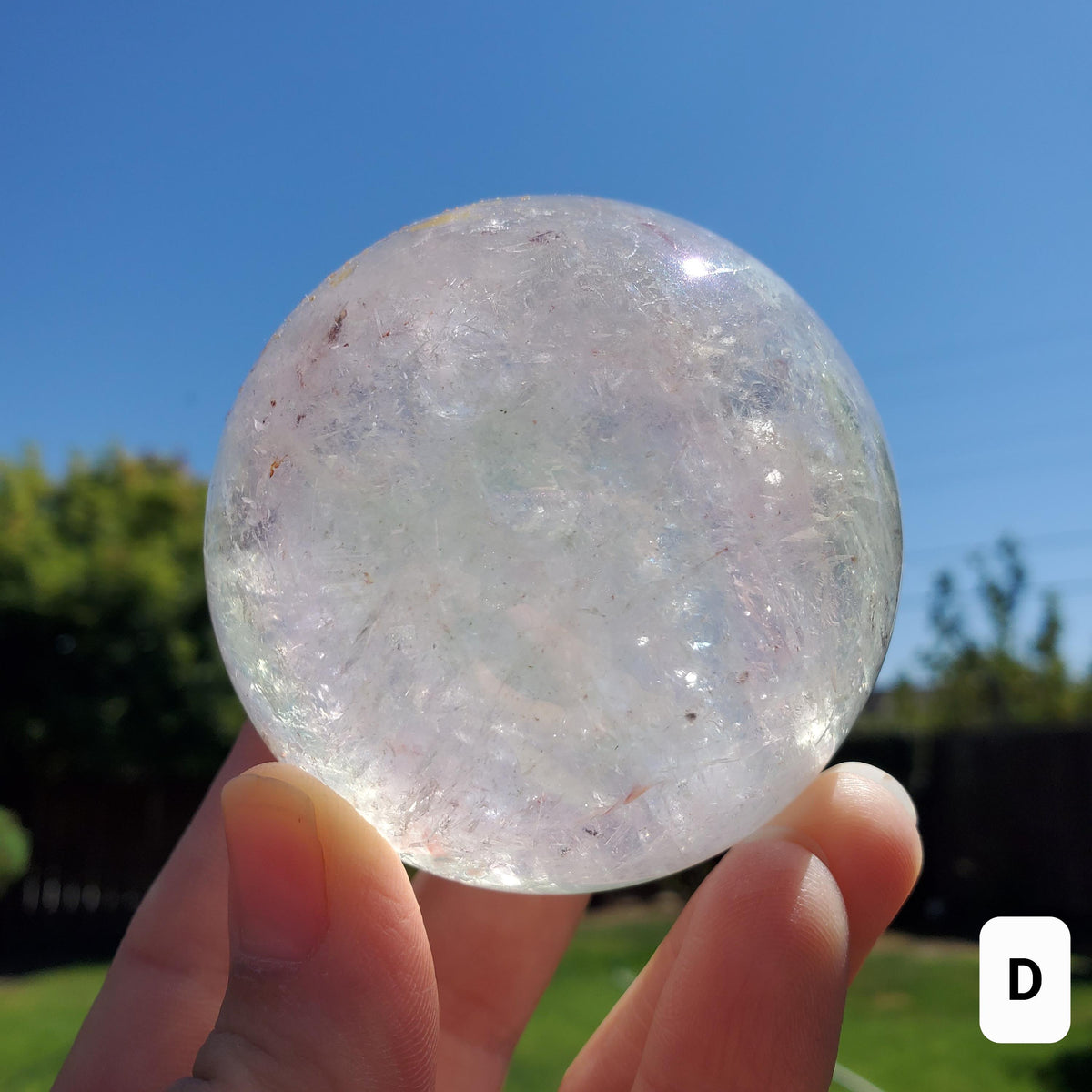 Aura Quartz Sphere - Counteracts Negative Energy, Magnifies Positive Energy, Cleanses Aura - Angel Quartz Crystal Ball Healing Gemstone