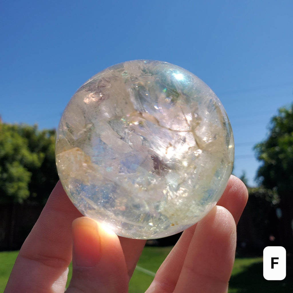 Aura Quartz Sphere - Counteracts Negative Energy, Magnifies Positive Energy, Cleanses Aura - Angel Quartz Crystal Ball Healing Gemstone