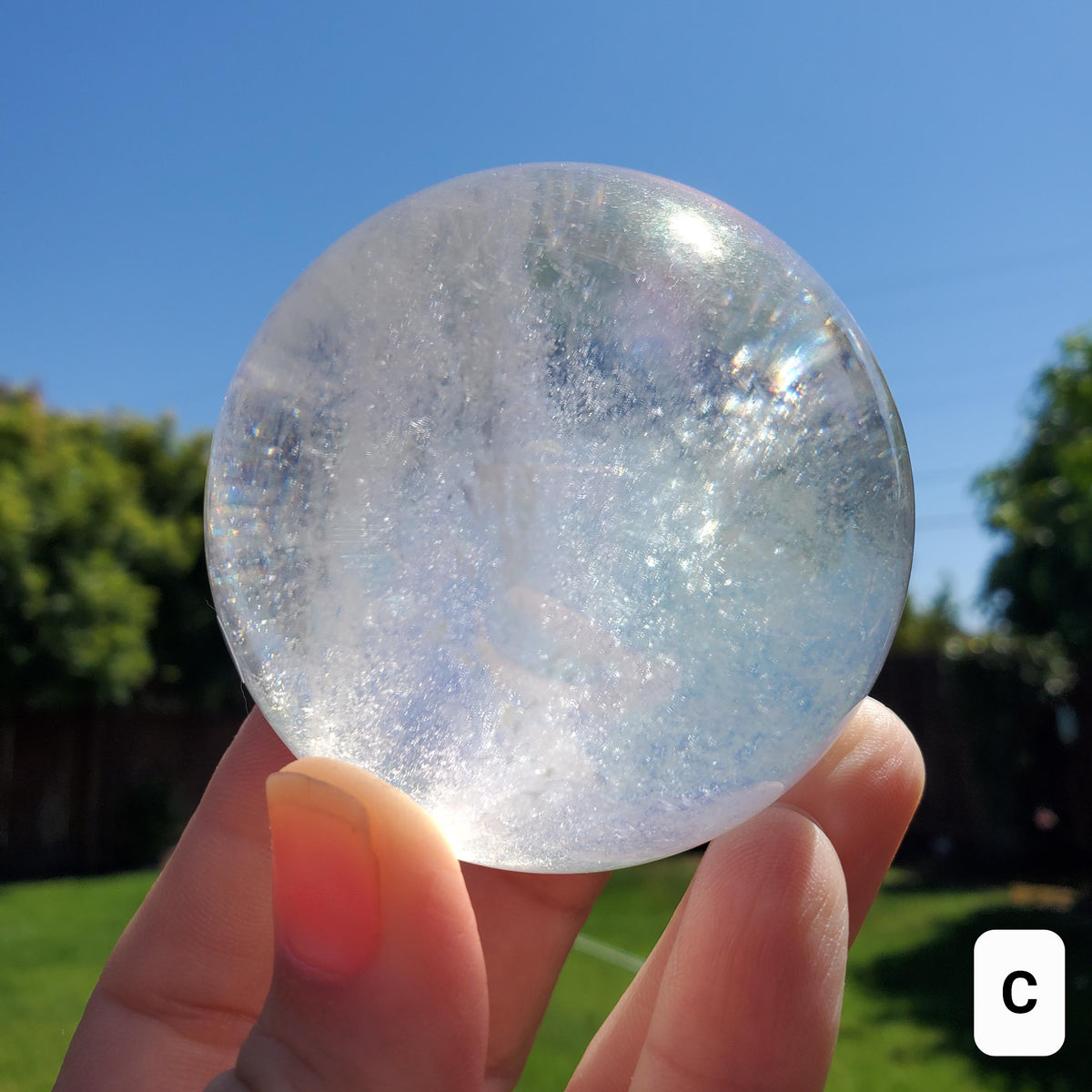 Aura Quartz Sphere - Counteracts Negative Energy, Magnifies Positive Energy, Cleanses Aura - Angel Quartz Crystal Ball Healing Gemstone