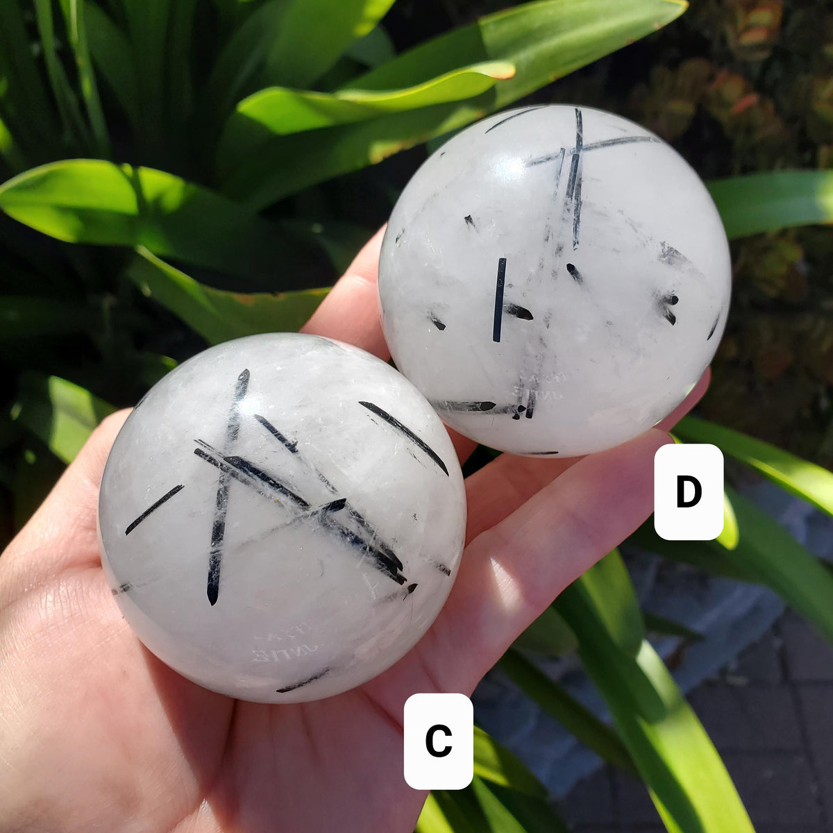Tourmaline Quartz Sphere - Magnification, Clarity, EMF Protection - Tourmalated Quartz Crystal Ball Healing Crystals Gemstones