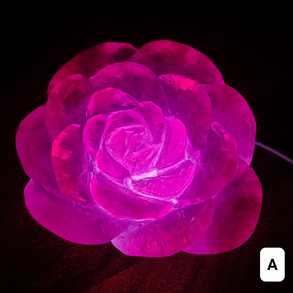 Big Pink Purple Fluorite Flower Light - The Dream Crystal, Mental Concentration, Clears Negativity - Mica Fluorite Crystal Rose Statement