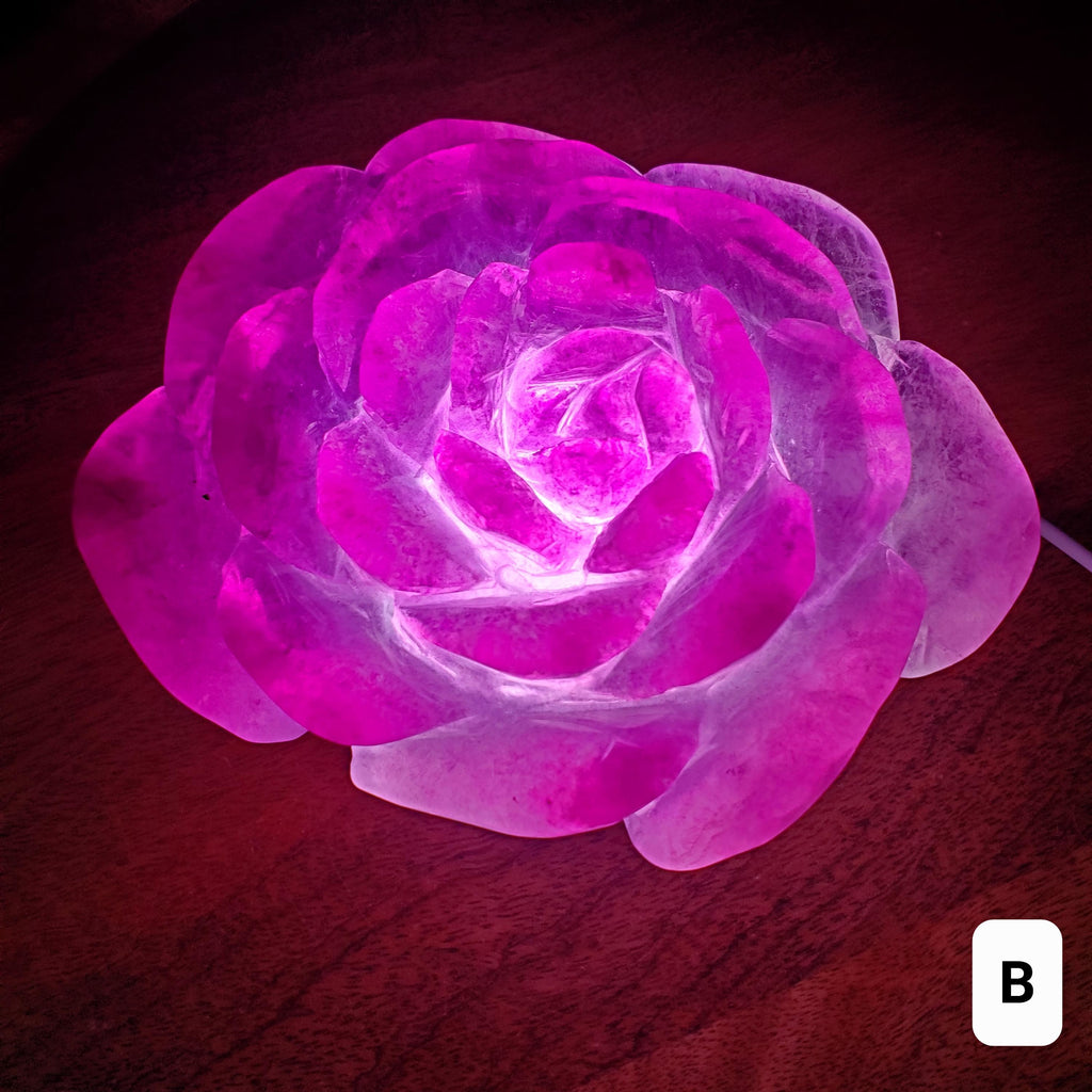 Big Pink Purple Fluorite Flower Light - The Dream Crystal, Mental Concentration, Clears Negativity - Mica Fluorite Crystal Rose Statement