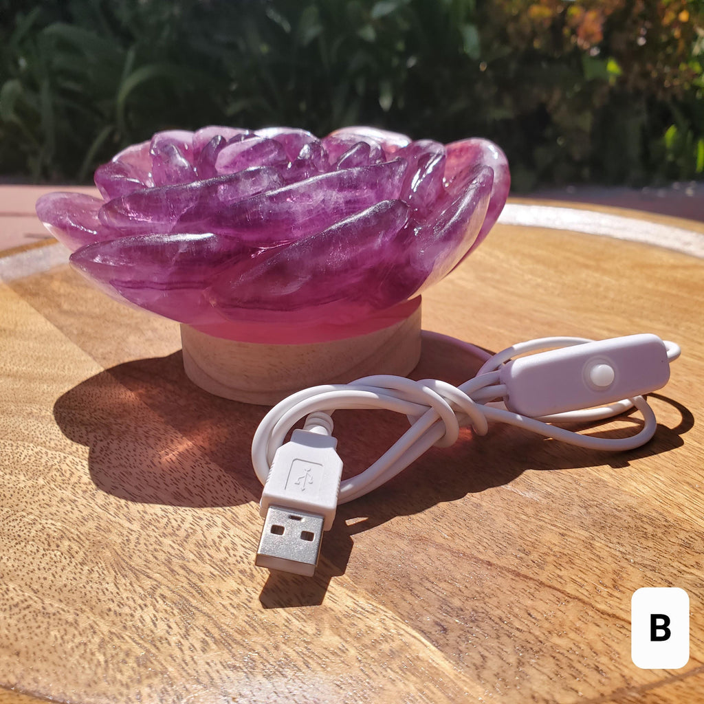Big Pink Purple Fluorite Flower Light - The Dream Crystal, Mental Concentration, Clears Negativity - Mica Fluorite Crystal Rose Statement
