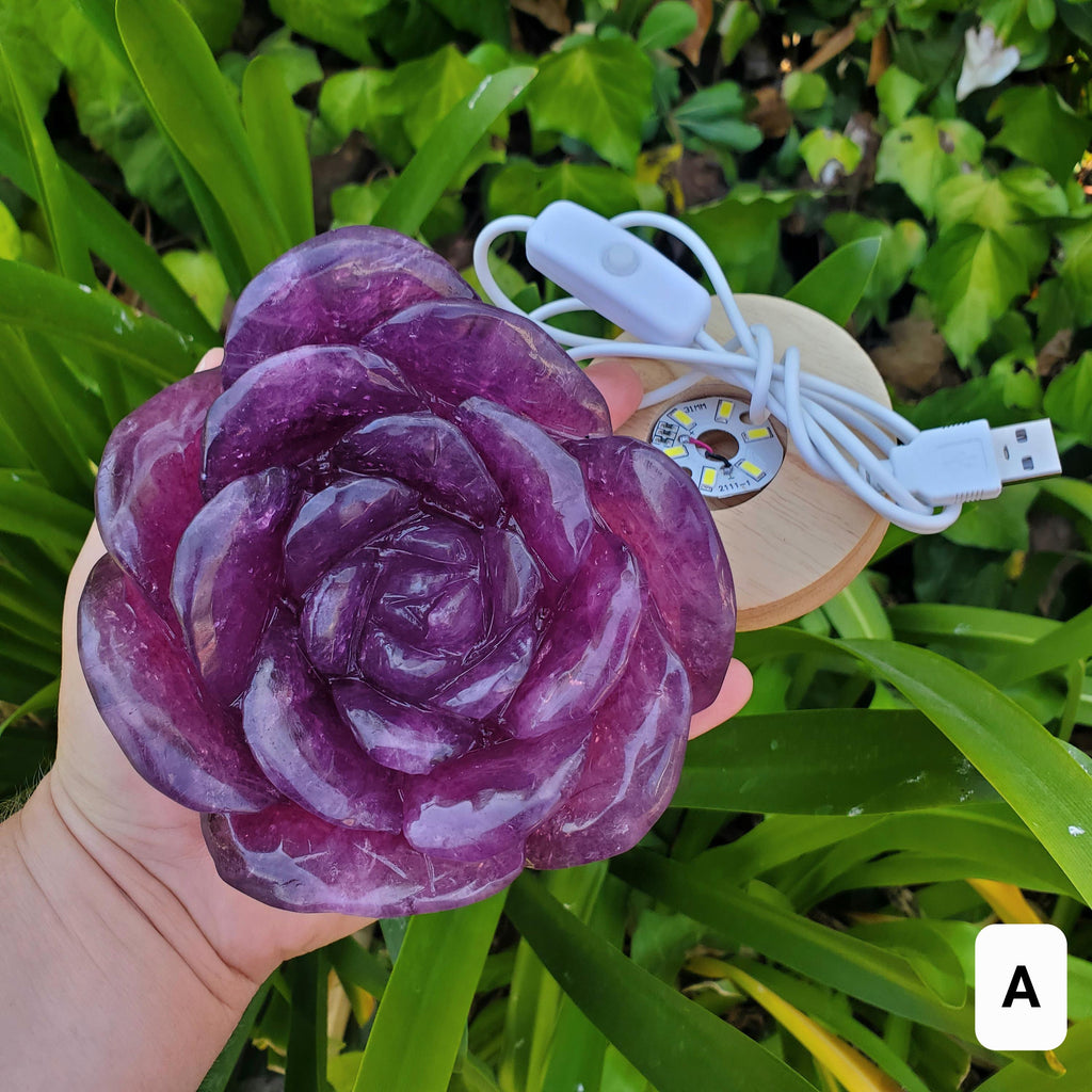 Big Pink Purple Fluorite Flower Light - The Dream Crystal, Mental Concentration, Clears Negativity - Mica Fluorite Crystal Rose Statement