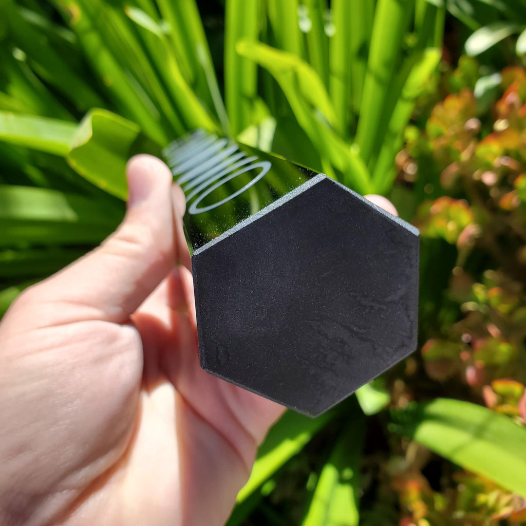 8" Big Obsidian Tower with Silver Moon Phase - Self Reflection, Release Negative Energies - Obsidian Black Statement Healing Gemstones