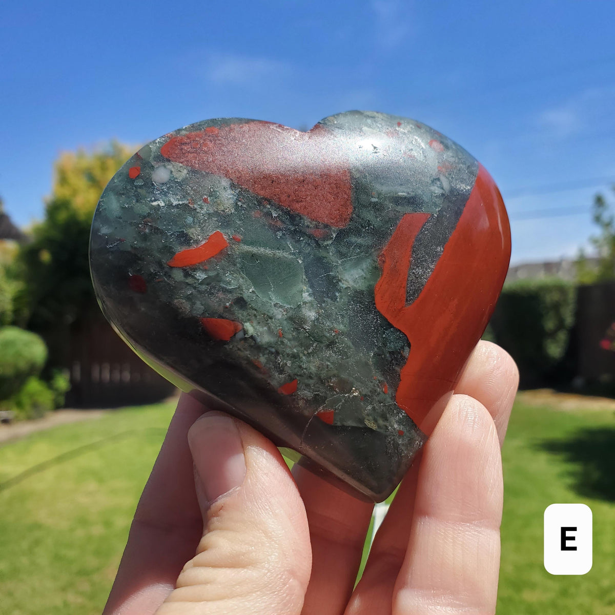 Chunky African Bloodstone Heart- Calming, Grounding, Persistence, Courage - Black and Red Crystal Heart Carving Crystal Gemstone