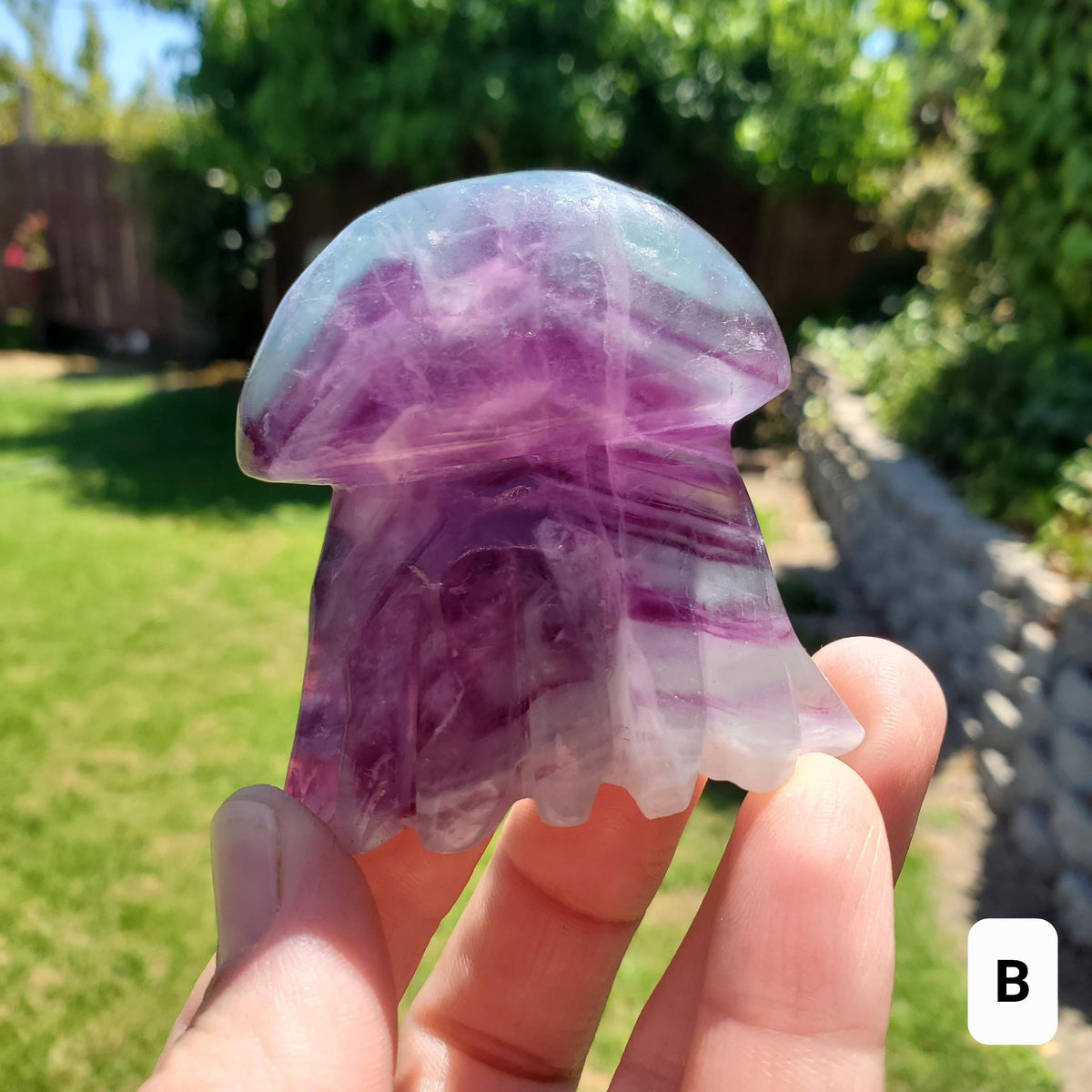 Cute Rainbow Fluorite Jellyfish - Stability, Concentration, Protection - Fluorite Crystal Jellyfish Standing Healing Gemstone