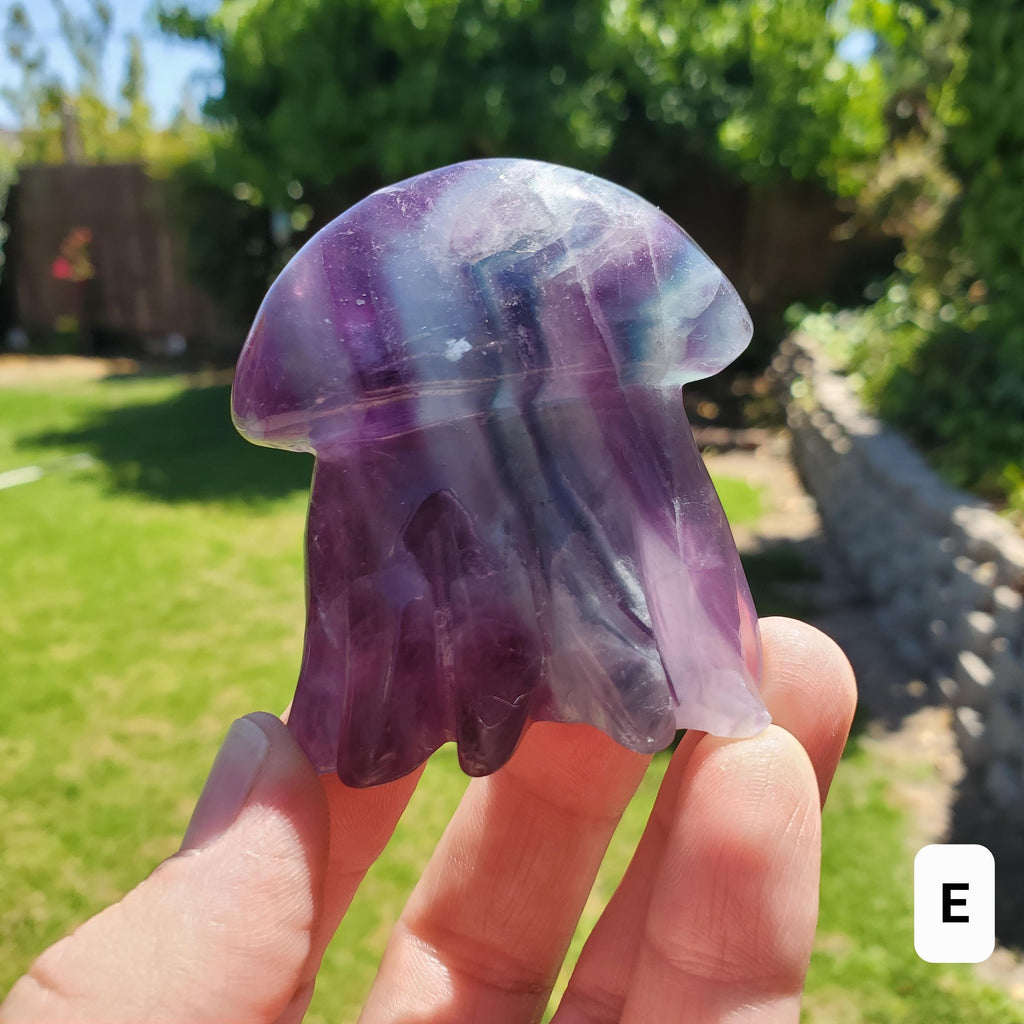 Cute Rainbow Fluorite Jellyfish - Stability, Concentration, Protection - Fluorite Crystal Jellyfish Standing Healing Gemstone
