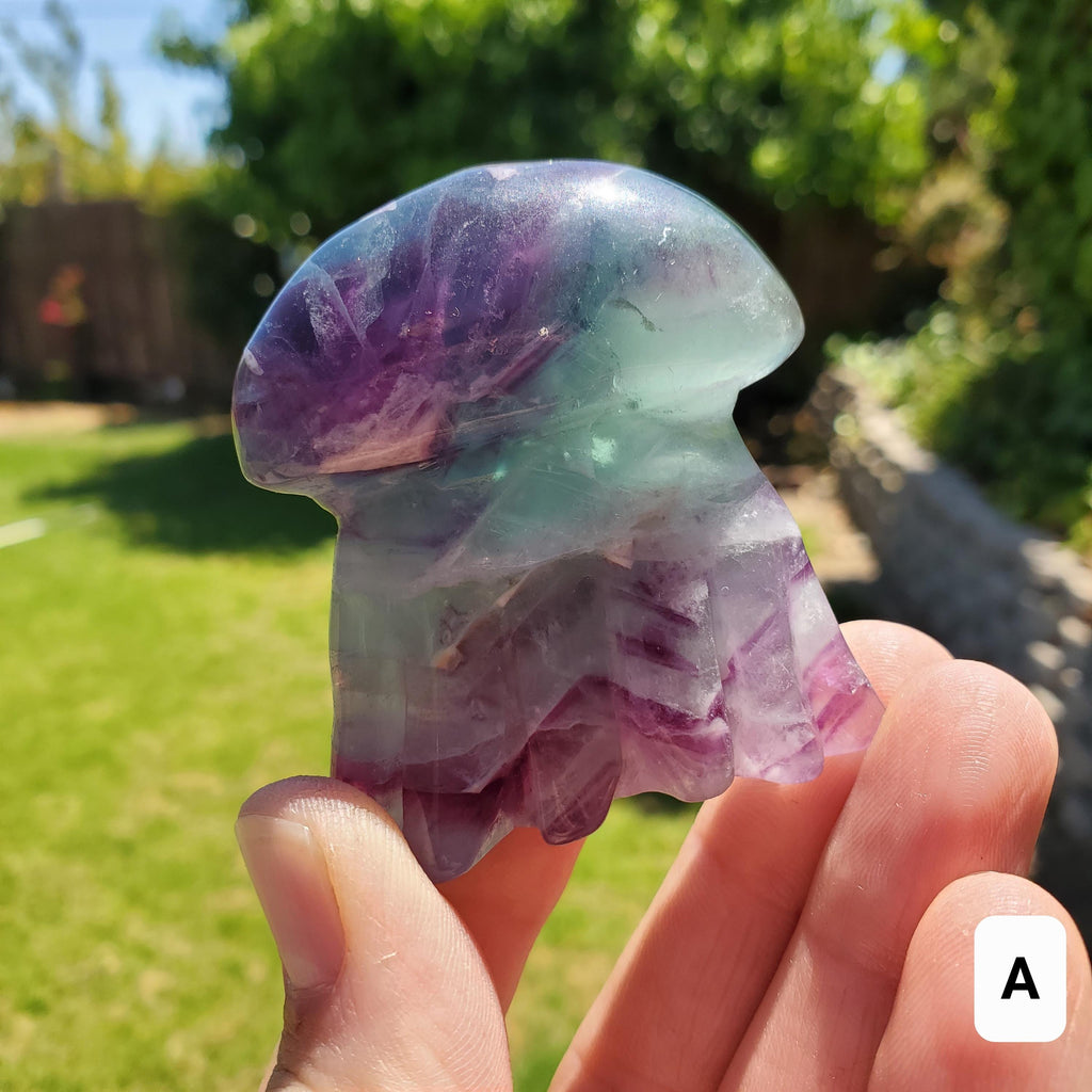 Cute Rainbow Fluorite Jellyfish - Stability, Concentration, Protection - Fluorite Crystal Jellyfish Standing Healing Gemstone