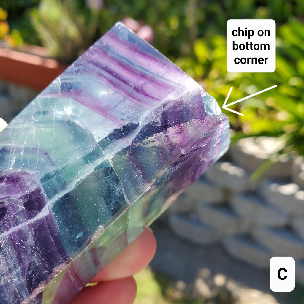 Rainbow Fluorite Tower - Mental Clarity, Stability, Concentration, Energetic Protection - Fluorite Healing Balancing Crystals Gemstones