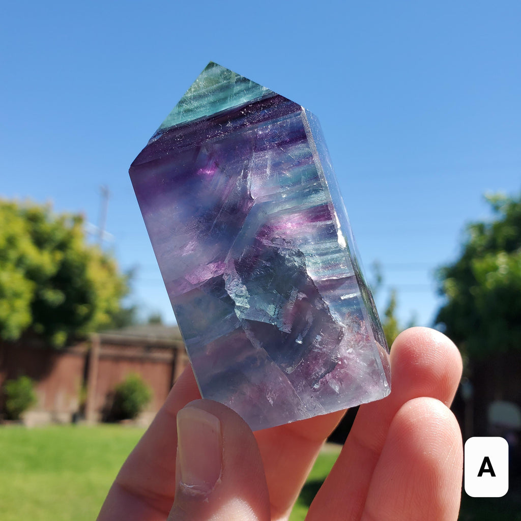 Rainbow Fluorite Tower - Mental Clarity, Stability, Concentration, Energetic Protection - Fluorite Healing Balancing Crystals Gemstones