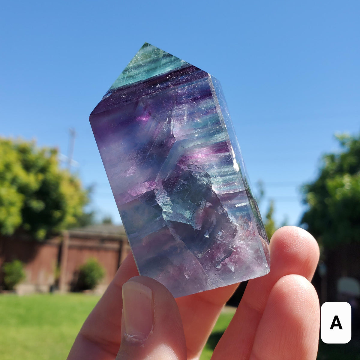Rainbow Fluorite Tower - Mental Clarity, Stability, Concentration, Energetic Protection - Fluorite Healing Balancing Crystals Gemstones