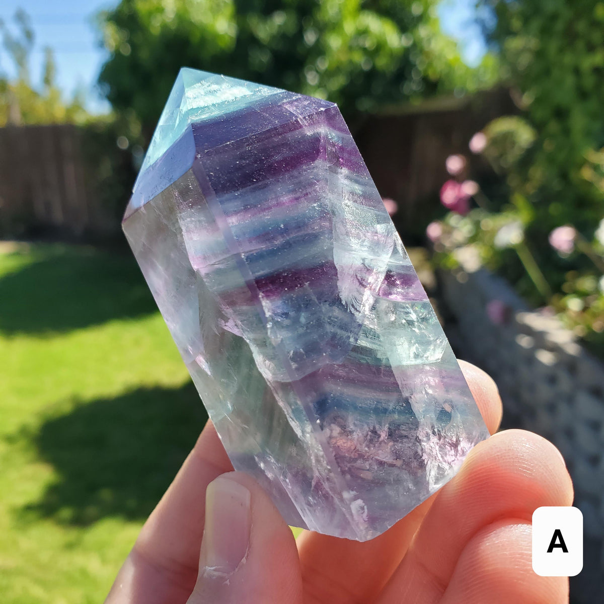 Rainbow Fluorite Tower - Mental Clarity, Stability, Concentration, Energetic Protection - Fluorite Healing Balancing Crystals Gemstones