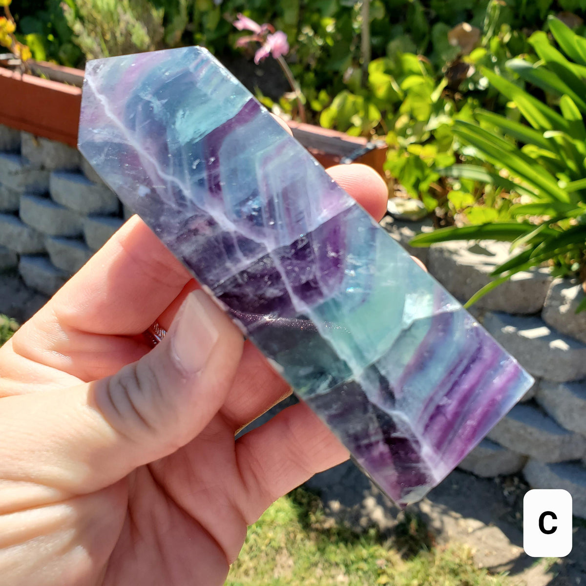 Rainbow Fluorite Tower - Mental Clarity, Stability, Concentration, Energetic Protection - Fluorite Healing Balancing Crystals Gemstones