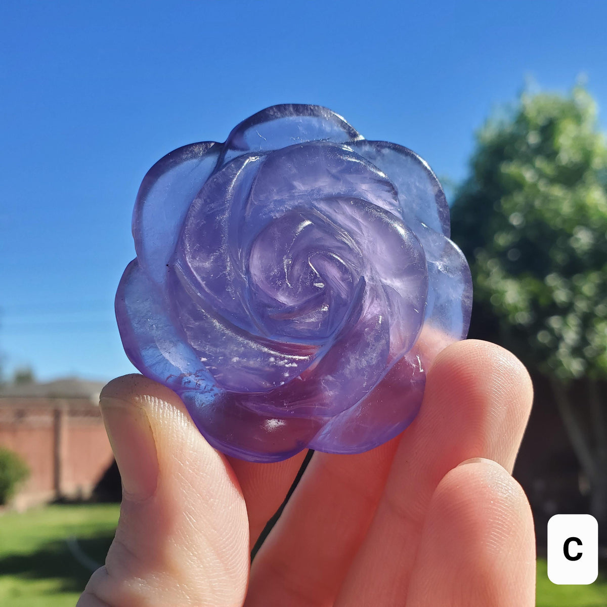 Purple Fluorite Flower - The Dream Crystal, Mental Concentration, Clears Negativity - Fluorite Crystal Rose Carving Healing Gemstones