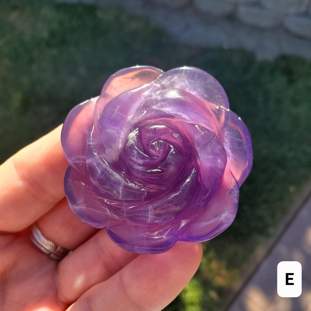 Purple Fluorite Flower - The Dream Crystal, Mental Concentration, Clears Negativity - Fluorite Crystal Rose Carving Healing Gemstones