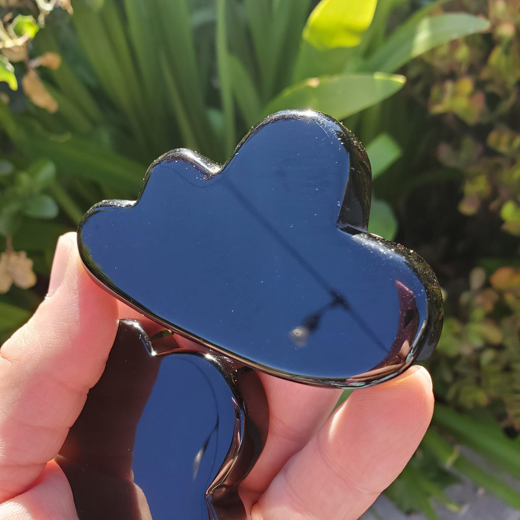 Obsidian Cloud - Self Reflection, Release Negative Energies - Standing Obsidian Black Cloud Carving Crystal Healing Gemstone