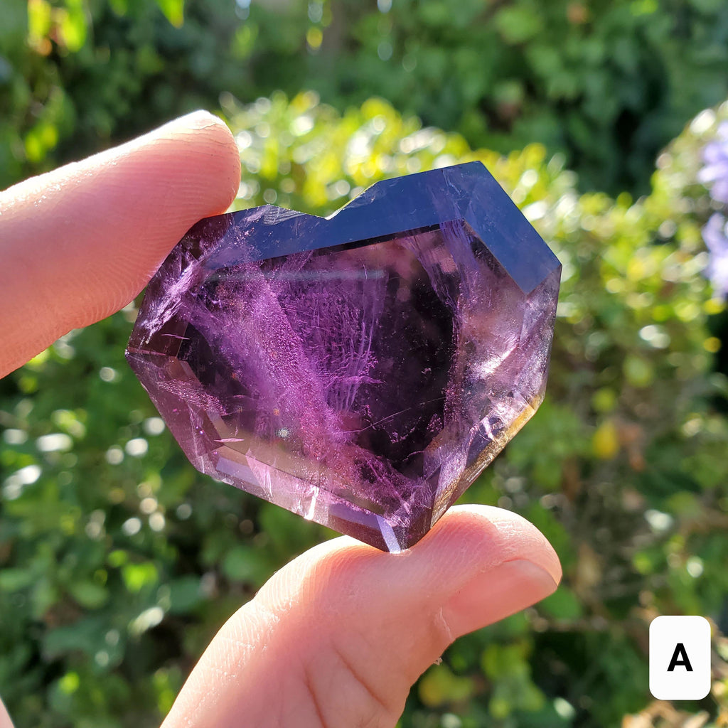 High Quality Faceted Amethyst Heart - Calming, Energetic Protection, Positivity, Connection - Purple Heart Carving Crystal Healing Gemstones