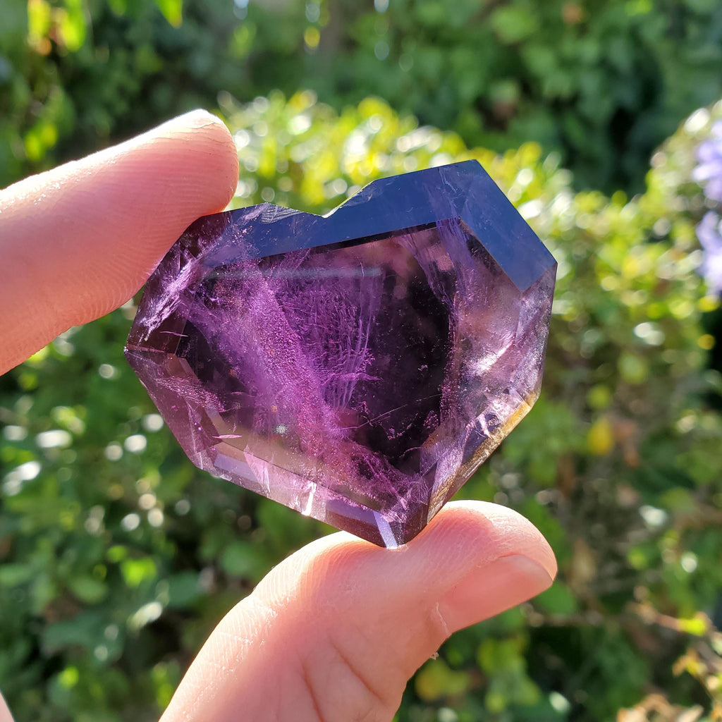 High Quality Faceted Amethyst Heart - Calming, Energetic Protection, Positivity, Connection - Purple Heart Carving Crystal Healing Gemstones