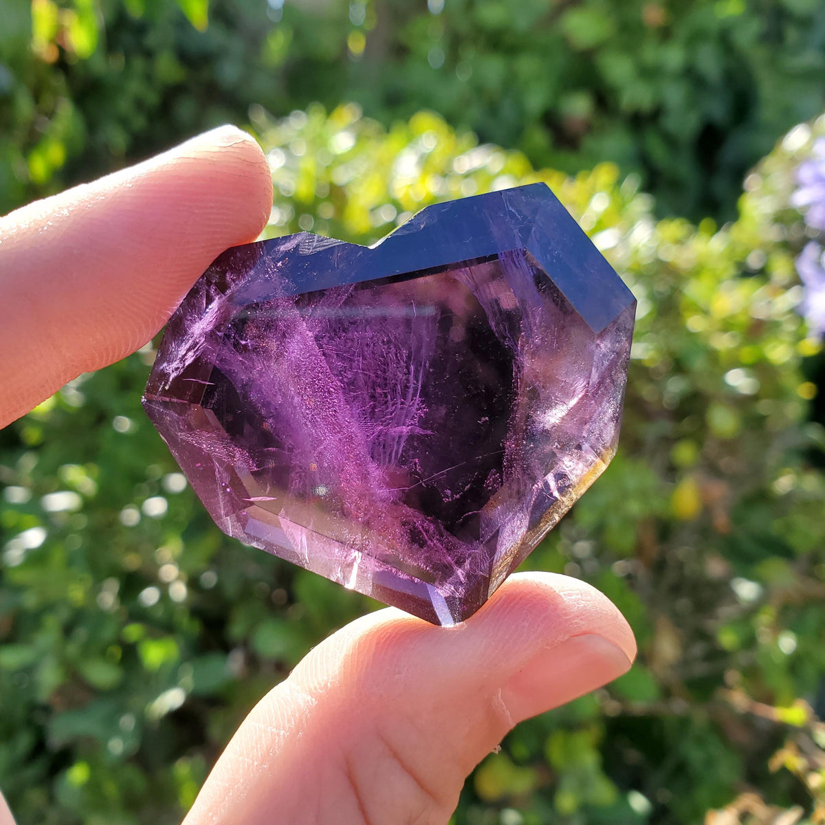 High Quality Faceted Amethyst Heart - Calming, Energetic Protection, Positivity, Connection - Purple Heart Carving Crystal Healing Gemstones